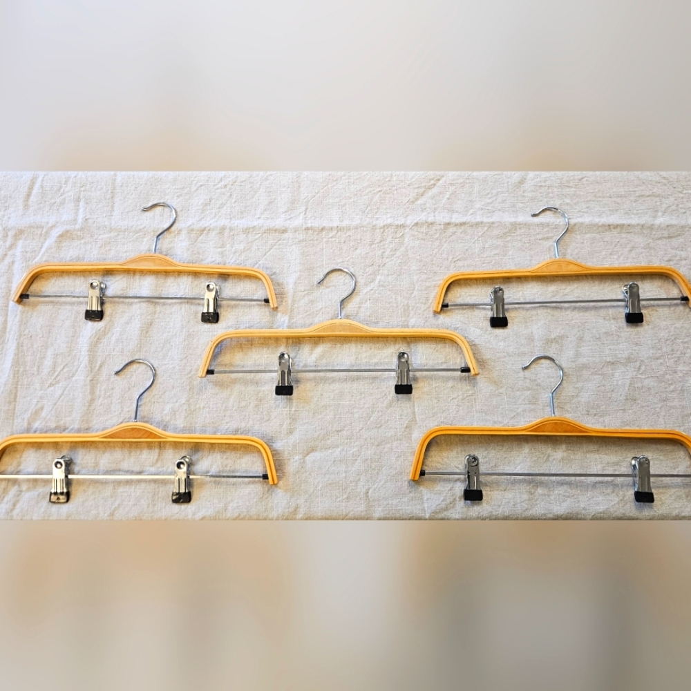 Elegant Wooden Pant Hanger Set - Natural Finish 5 Piece
